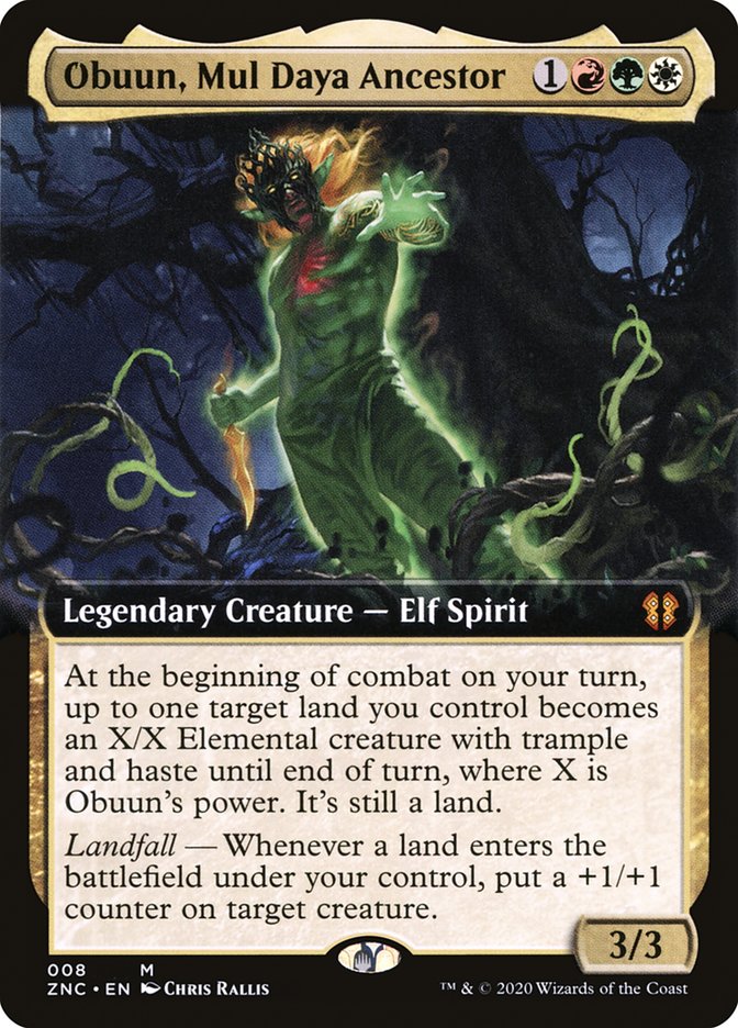 Obuun, Mul Daya Ancestor (Extended Art) [Zendikar Rising Commander] [Foil]