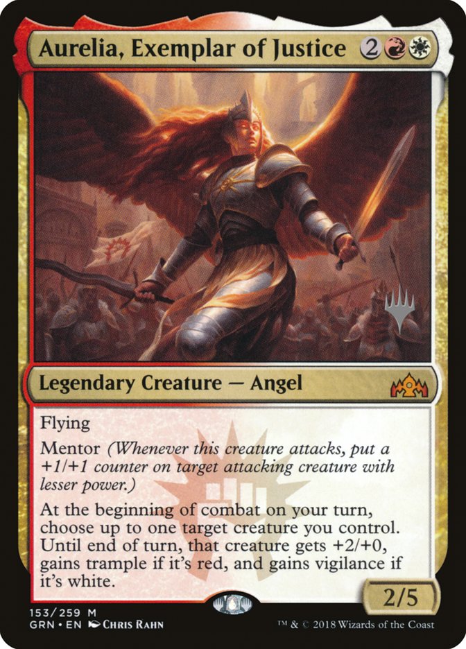 Aurelia, Exemplar of Justice (Promo Pack) [Guilds of Ravnica Promos] [Foil]