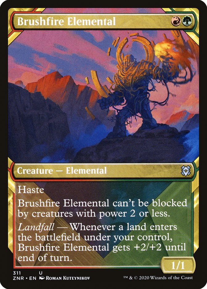 Brushfire Elemental (Showcase) [Zendikar Rising] [Foil]