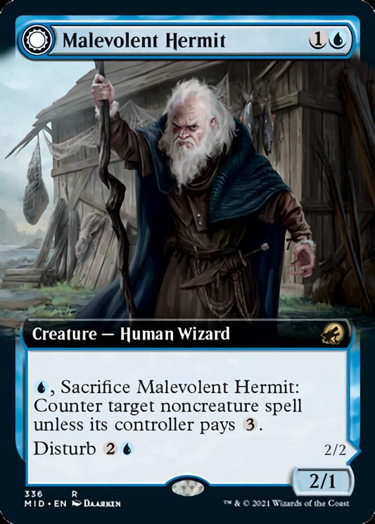 Malevolent Hermit // Benevolent Geist (Extended Art) [Innistrad: Midnight Hunt] [Foil]