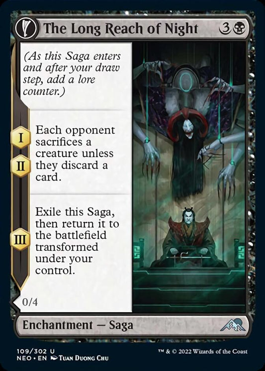 The Long Reach of Night // Animus of Night's Reach [Kamigawa: Neon Dynasty] [Foil]