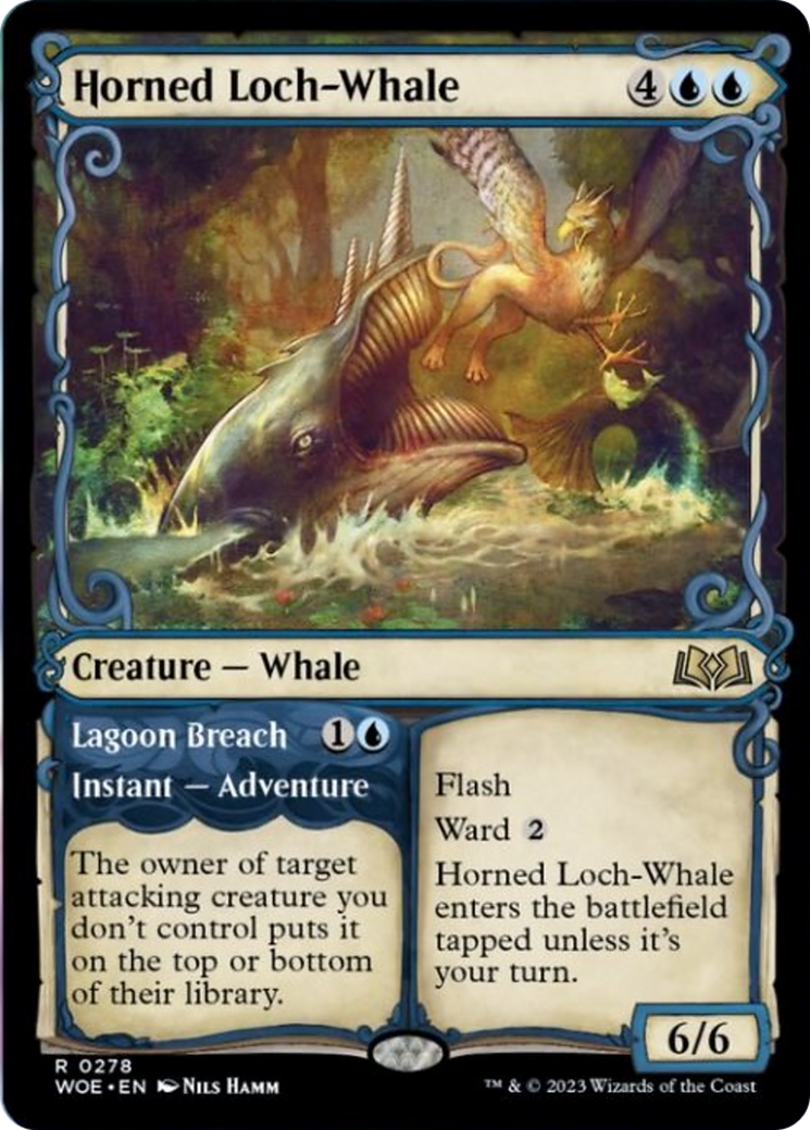 Horned Loch-Whale // Lagoon Breach (Showcase) [Wilds of Eldraine] [Foil]