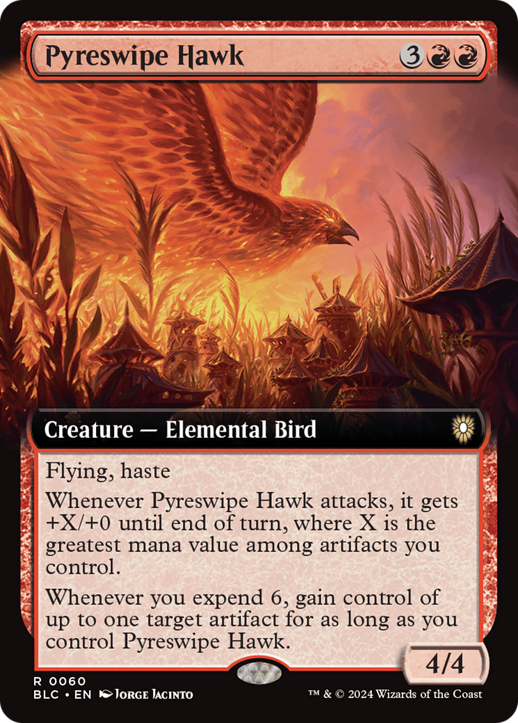 Pyreswipe Hawk (Extended Art) [Bloomburrow Commander] [Foil]