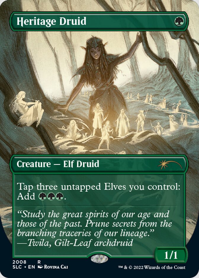 Heritage Druid (Borderless) [Secret Lair Countdown Kit] [Foil]