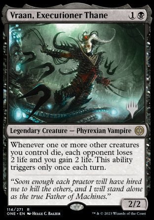 Vraan, Executioner Thane (Promo Pack) [Phyrexia: All Will Be One Promos] [Foil]