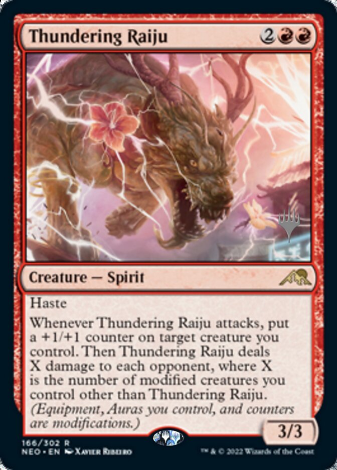 Thundering Raiju (Promo Pack) [Kamigawa: Neon Dynasty Promos] [Foil]