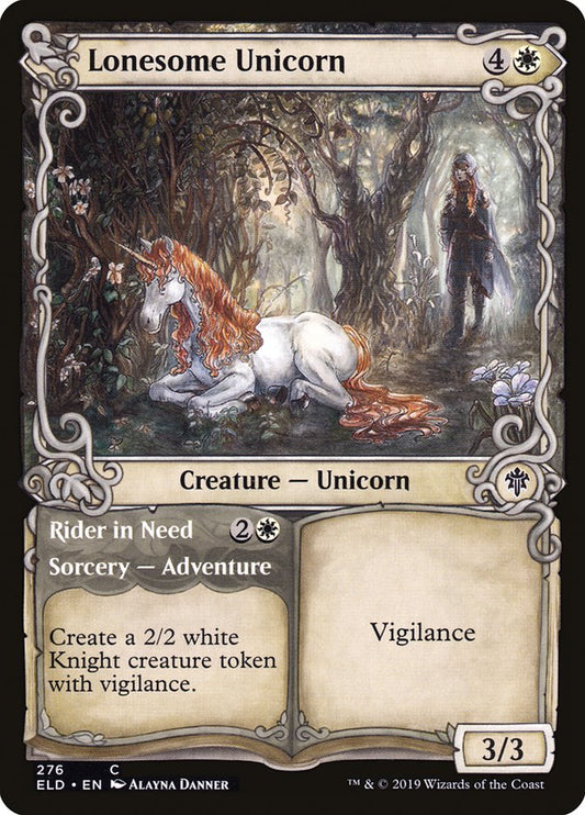 Lonesome Unicorn // Rider in Need (Showcase) [Throne of Eldraine] [Foil]