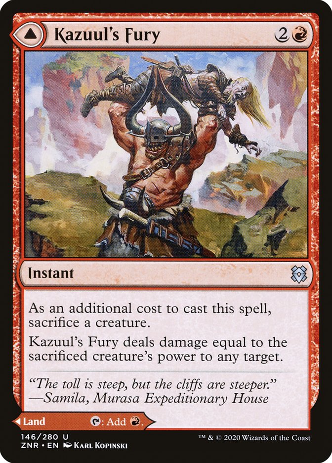 Kazuul's Fury // Kazuul's Cliffs [Zendikar Rising] [Foil]
