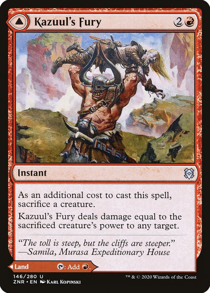 Kazuul's Fury // Kazuul's Cliffs [Zendikar Rising] [Foil]