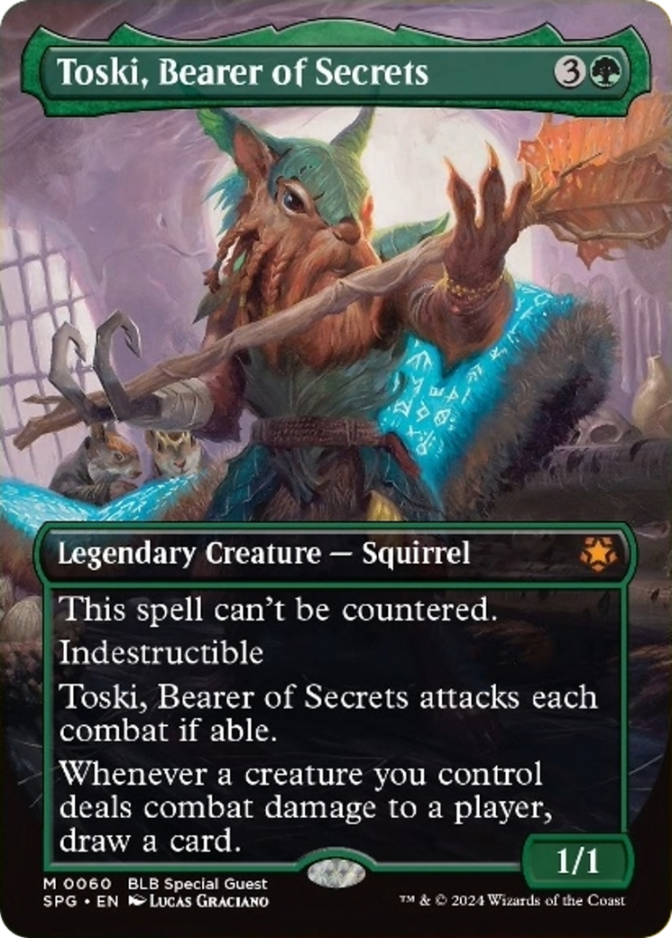 Toski, Bearer of Secrets (Borderless) [Bloomburrow Special Guests] [Foil]