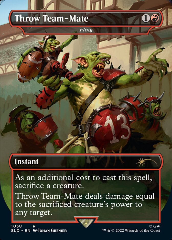 Throw Team-Mate - Fling (Borderless) [Secret Lair Drop Series] [Foil]
