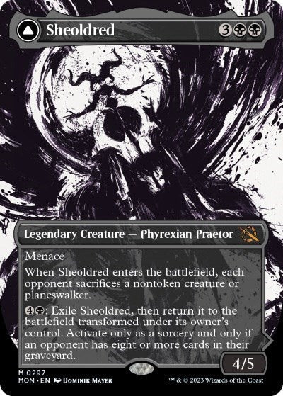 Sheoldred // The True Scriptures (Showcase Planar Booster Fun) [March of the Machine] [Foil]