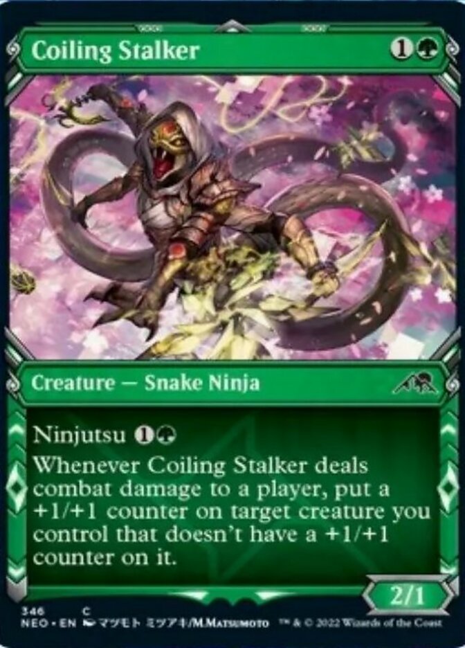 Coiling Stalker (Showcase Ninja) [Kamigawa: Neon Dynasty] [Foil]