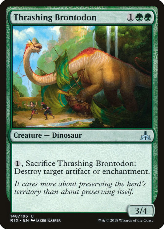 Thrashing Brontodon [Rivals of Ixalan] [Foil]