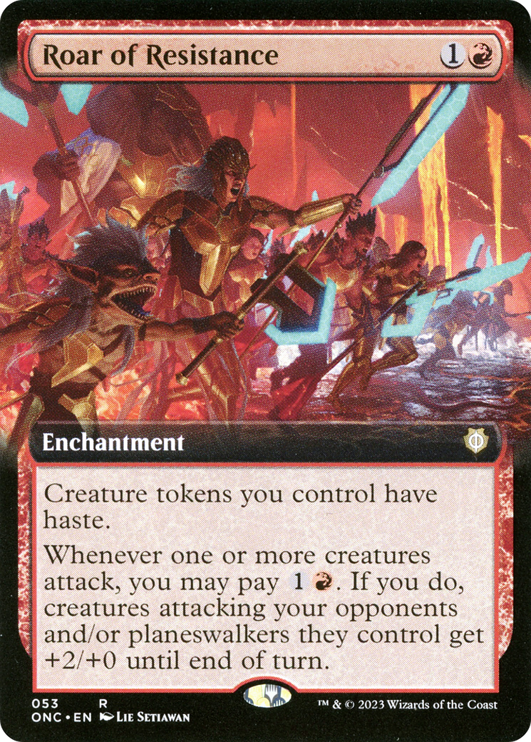 Roar of Resistance (Extended Art) [Phyrexia: All Will Be One Commander] [Foil]