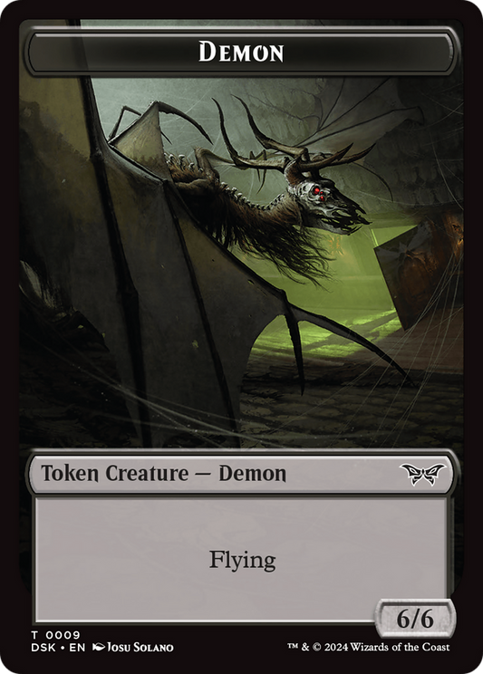Demon // Manifest Double-Sided Token [Duskmourn: House of Horror Tokens] [Foil]