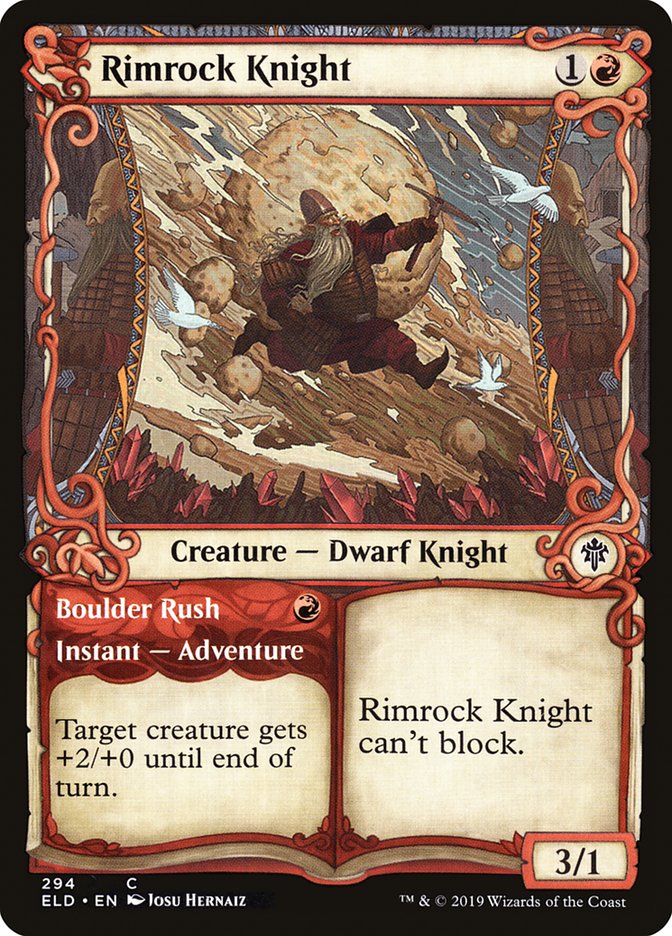 Rimrock Knight // Boulder Rush (Showcase) [Throne of Eldraine] [Foil]