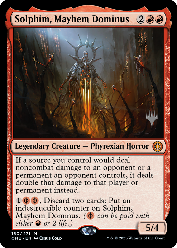 Solphim, Mayhem Dominus (Promo Pack) [Phyrexia: All Will Be One Promos] [Foil]