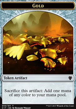 Dragon (007) // Gold (010) Double-Sided Token [Commander 2017 Tokens]