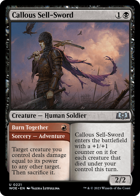 Callous Sell-Sword // Burn Together [Wilds of Eldraine] [Foil]