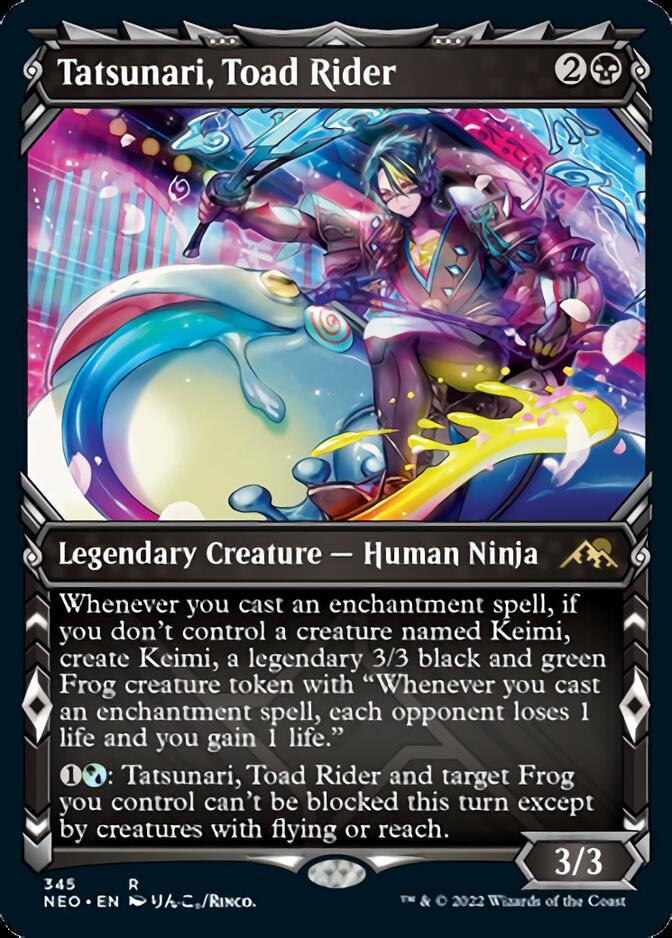 Tatsunari, Toad Rider (Showcase Ninja) [Kamigawa: Neon Dynasty] [Foil]