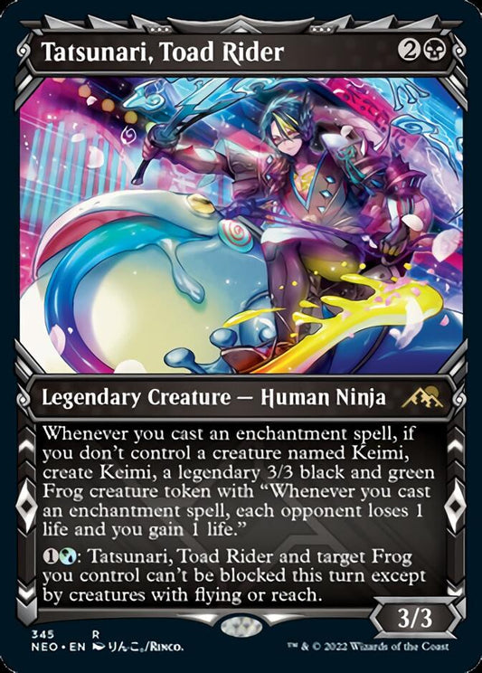 Tatsunari, Toad Rider (Showcase Ninja) [Kamigawa: Neon Dynasty] [Foil]