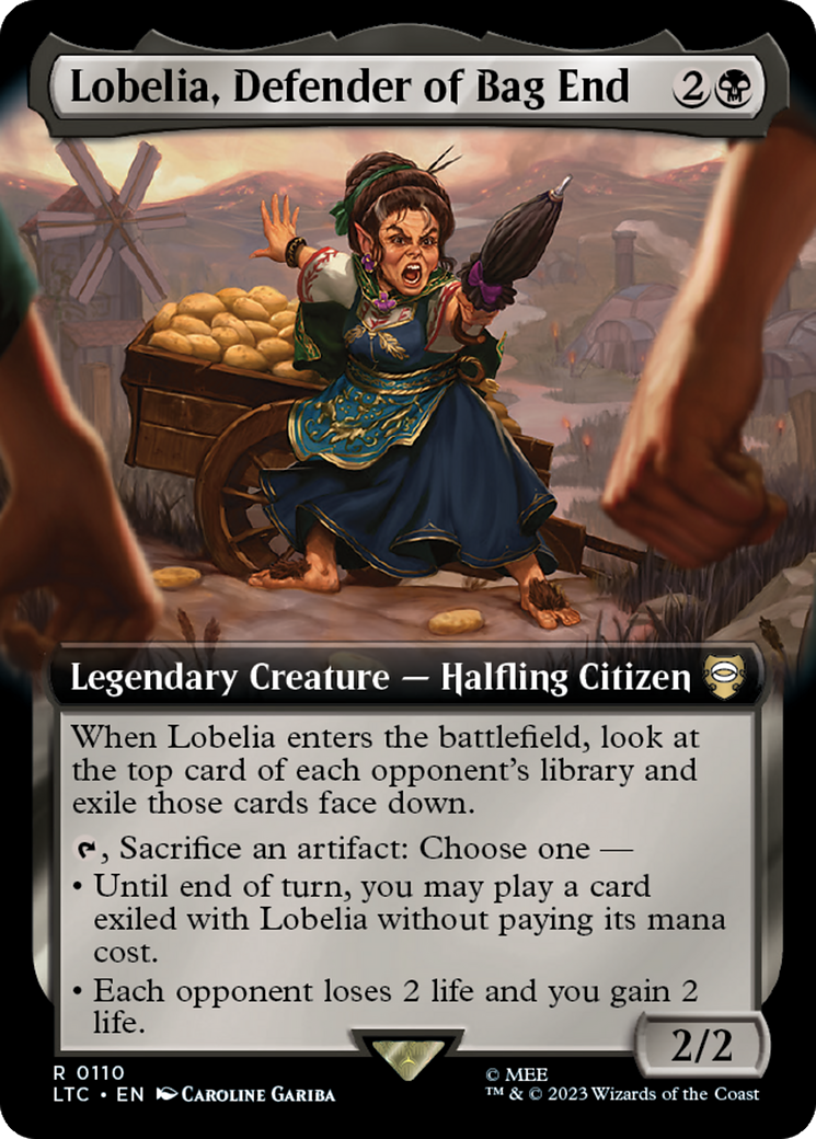 Lobelia, Defender of Bag End (Extended Art) [The Lord of the Rings: Tales of Middle-Earth Commander] [Foil]