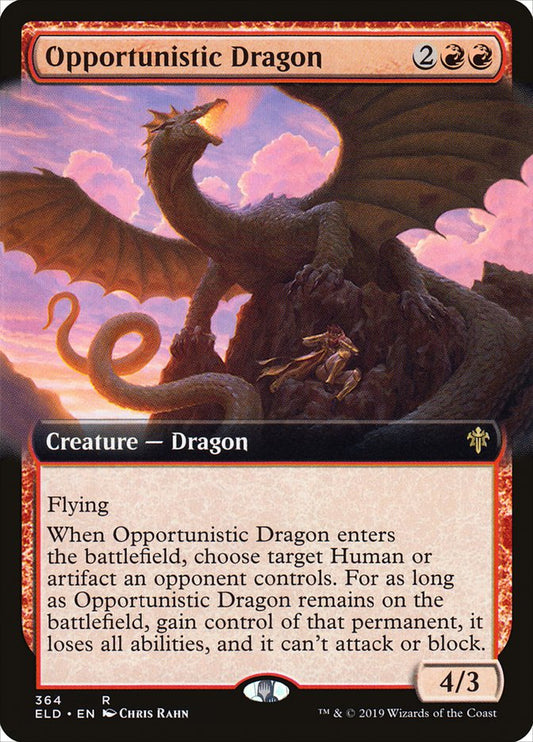 Opportunistic Dragon (Extended Art) [Throne of Eldraine] [Foil]