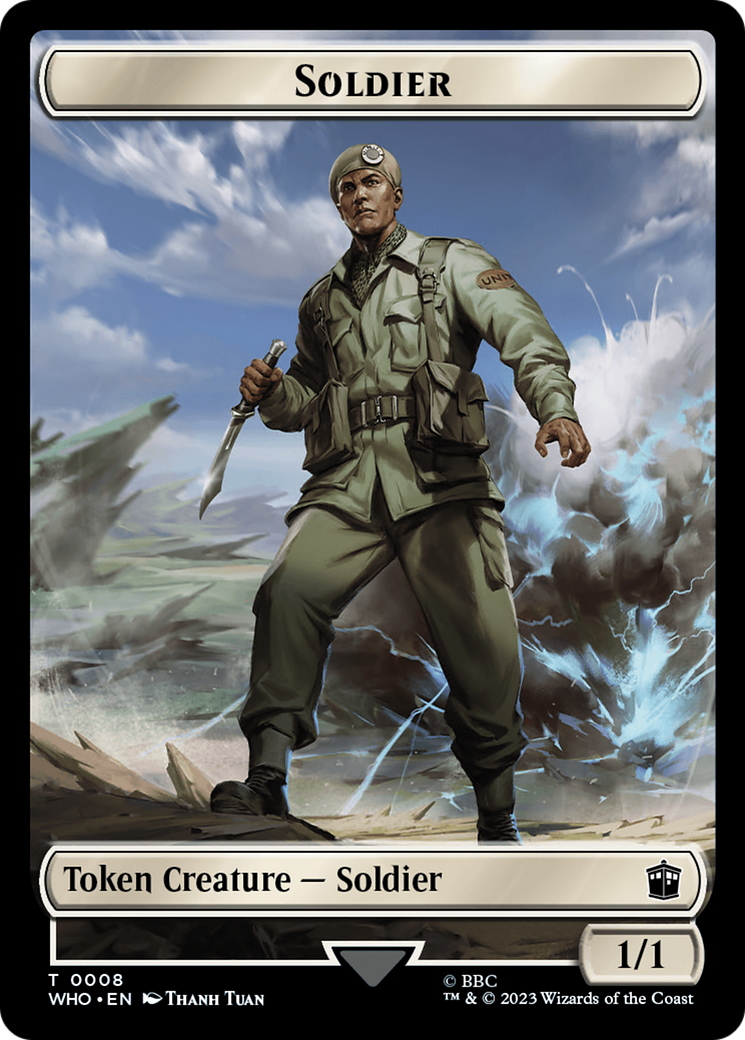 Soldier // Dinosaur Double-Sided Token [Doctor Who Tokens] [Foil]