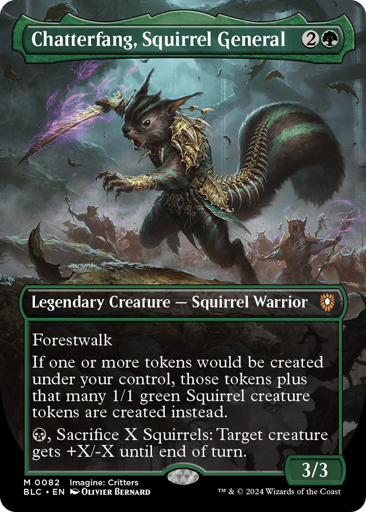 Chatterfang, Squirrel General (Borderless) [Bloomburrow Commander] [Foil]