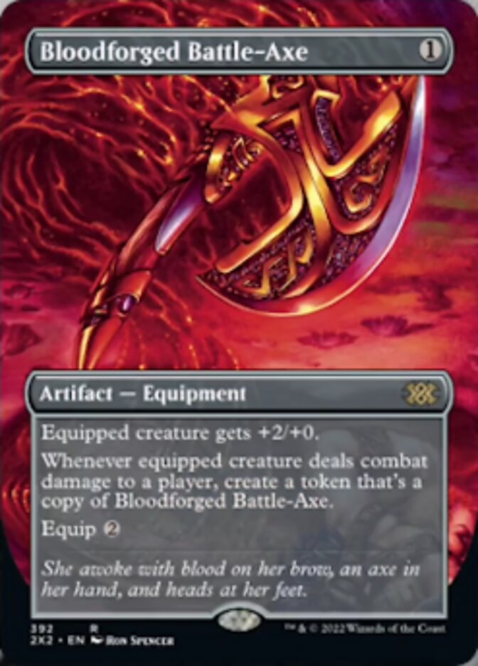 Bloodforged Battle-Axe (Borderless Alternate Art) [Double Masters 2022] [Foil]