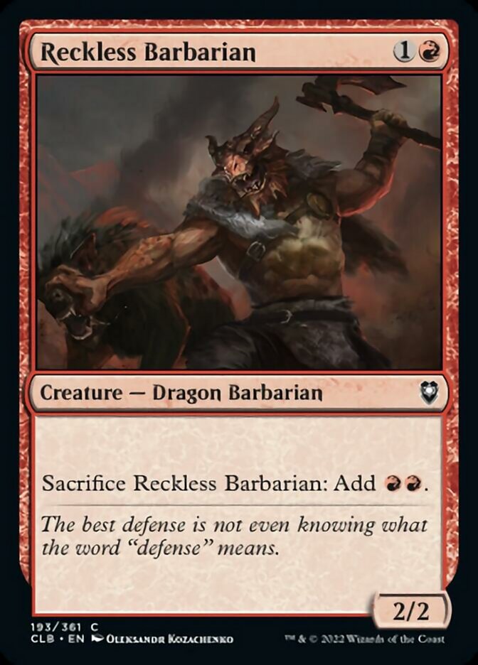Reckless Barbarian [Commander Legends: Battle for Baldur's Gate] [Foil]