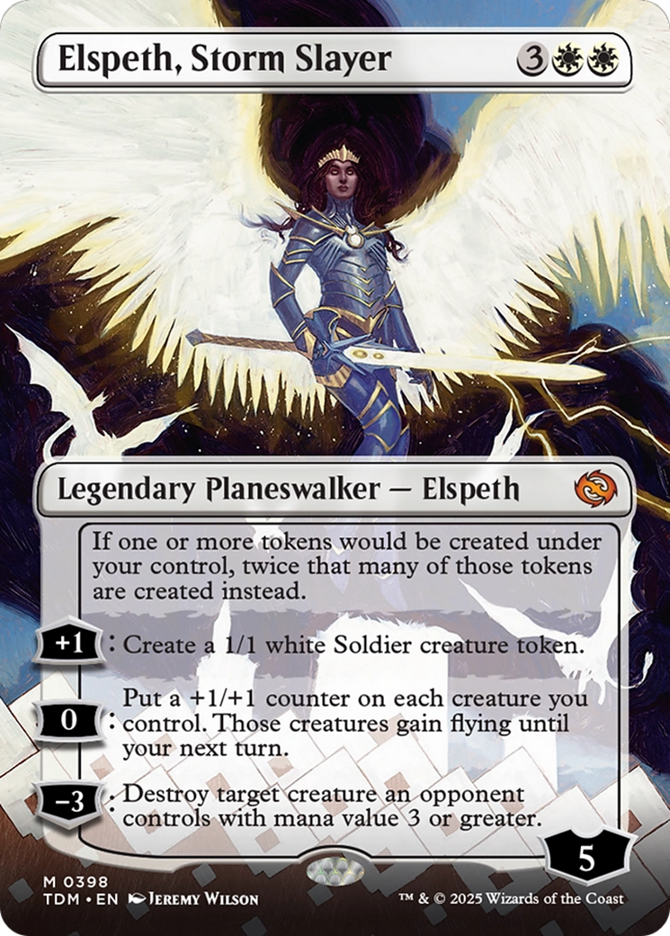 Elspeth, Storm Slayer (Borderless) [Tarkir: Dragonstorm] [Foil]