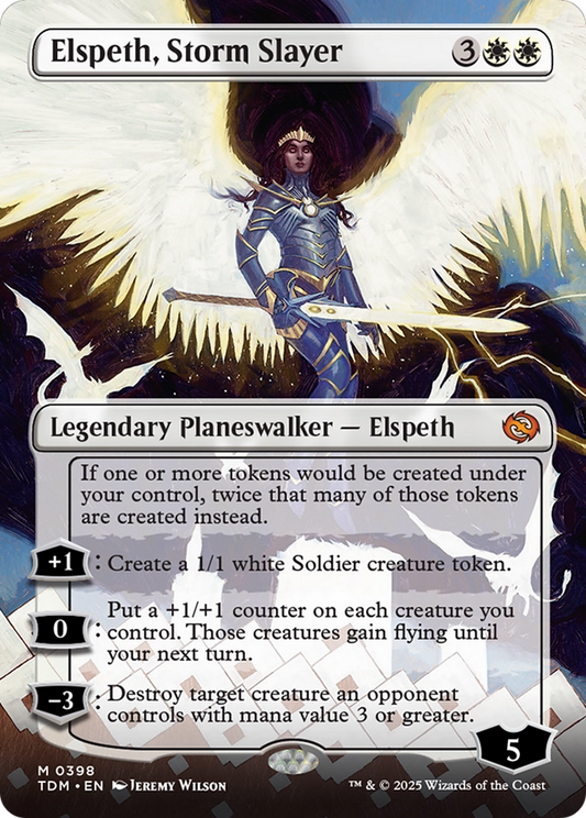 Elspeth, Storm Slayer (Borderless) [Tarkir: Dragonstorm] [Foil]