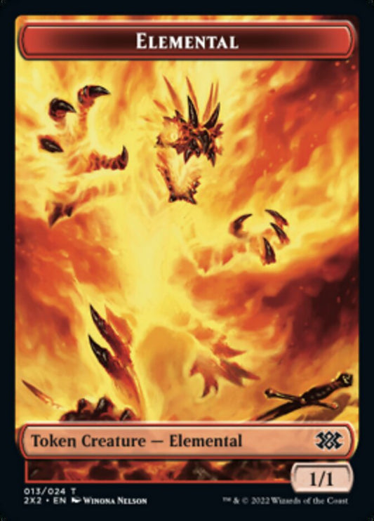 Elemental // Phyrexian Golem Double-Sided Token [Double Masters 2022 Tokens] [Foil]