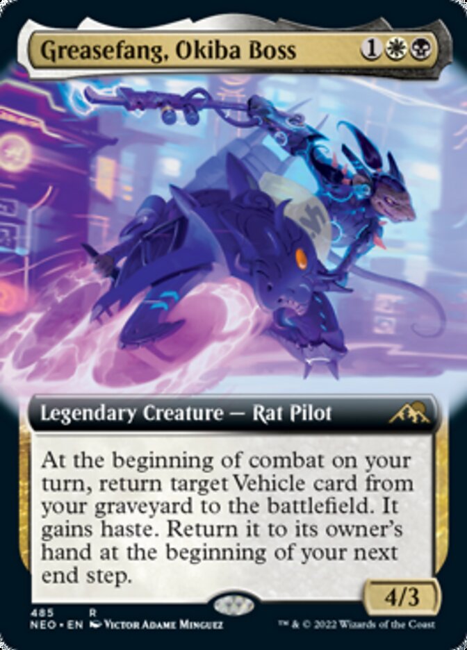 Greasefang, Okiba Boss (Extended Art) [Kamigawa: Neon Dynasty] [Foil]