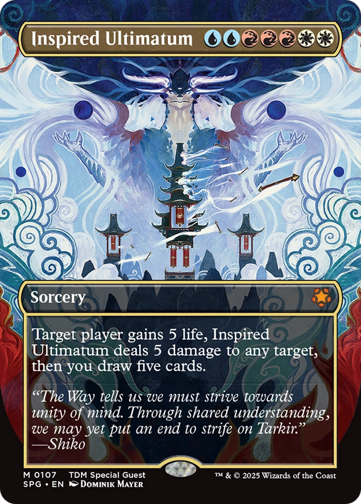 Inspired Ultimatum (Borderless) [Tarkir: Dragonstorm Special Guests] [Foil]