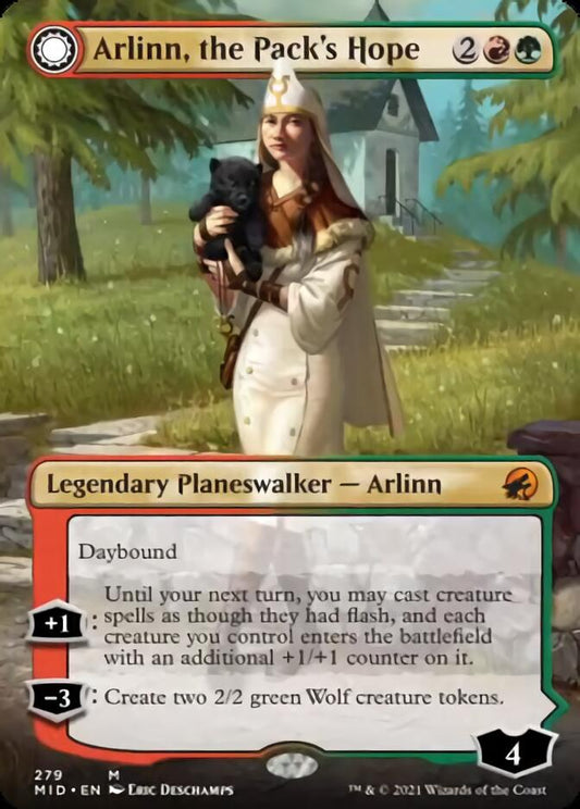 Arlinn, the Pack's Hope // Arlinn, the Moon's Fury (Borderless) [Innistrad: Midnight Hunt] [Foil]