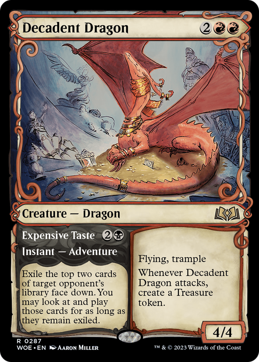Decadent Dragon // Expensive Taste (Showcase) [Wilds of Eldraine] [Foil]