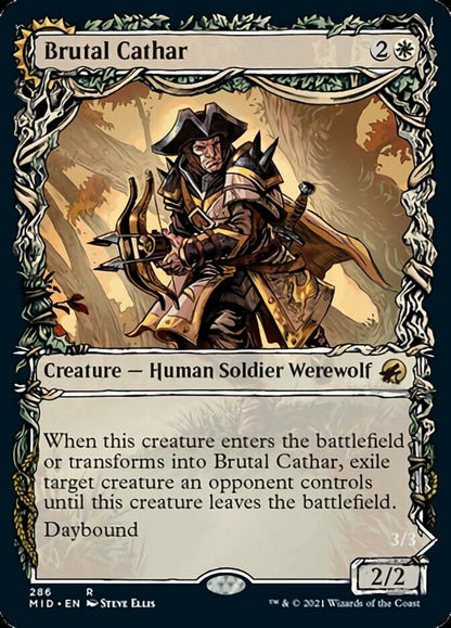 Brutal Cathar // Moonrage Brute (Showcase Equinox) [Innistrad: Midnight Hunt] [Foil]