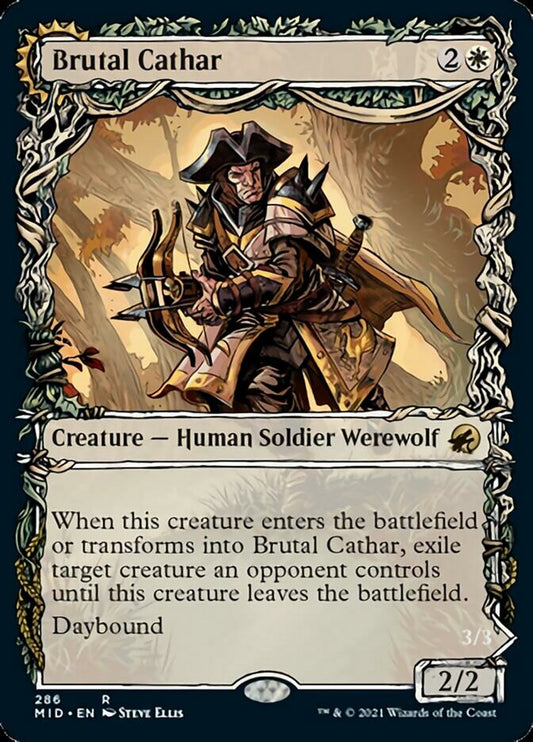 Brutal Cathar // Moonrage Brute (Showcase Equinox) [Innistrad: Midnight Hunt] [Foil]