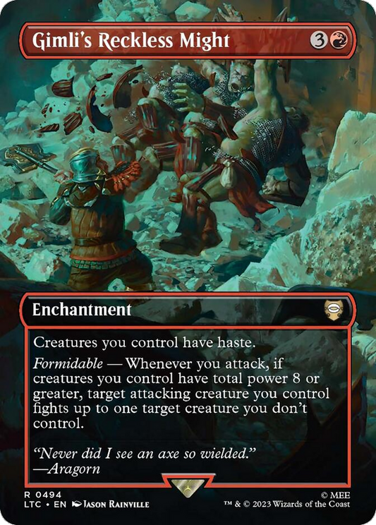 Gimli's Reckless Might (Borderless) [The Lord of the Rings: Tales of Middle-Earth Commander] [Foil]