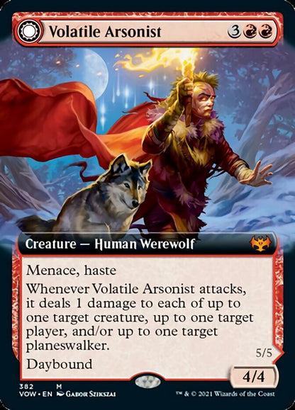 Volatile Arsonist // Dire-Strain Anarchist (Extended Art) [Innistrad: Crimson Vow] [Foil]