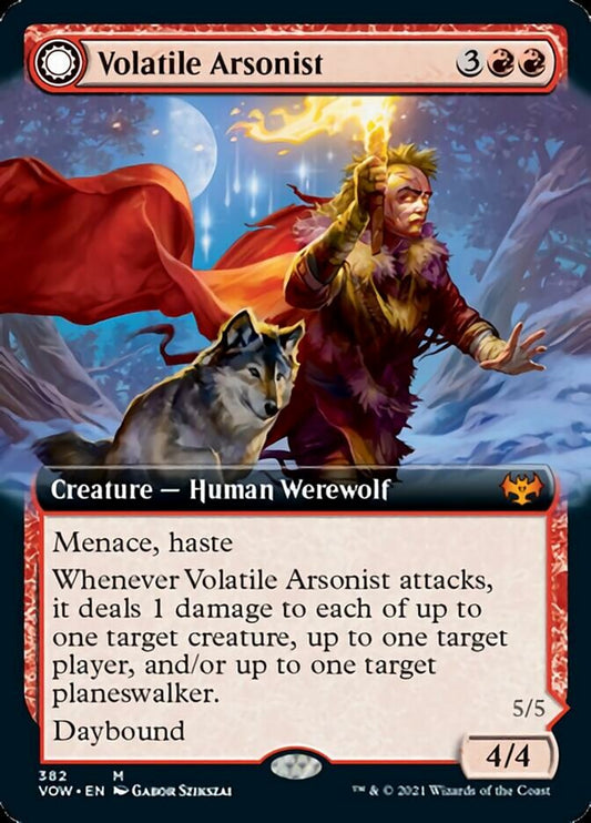 Volatile Arsonist // Dire-Strain Anarchist (Extended Art) [Innistrad: Crimson Vow] [Foil]