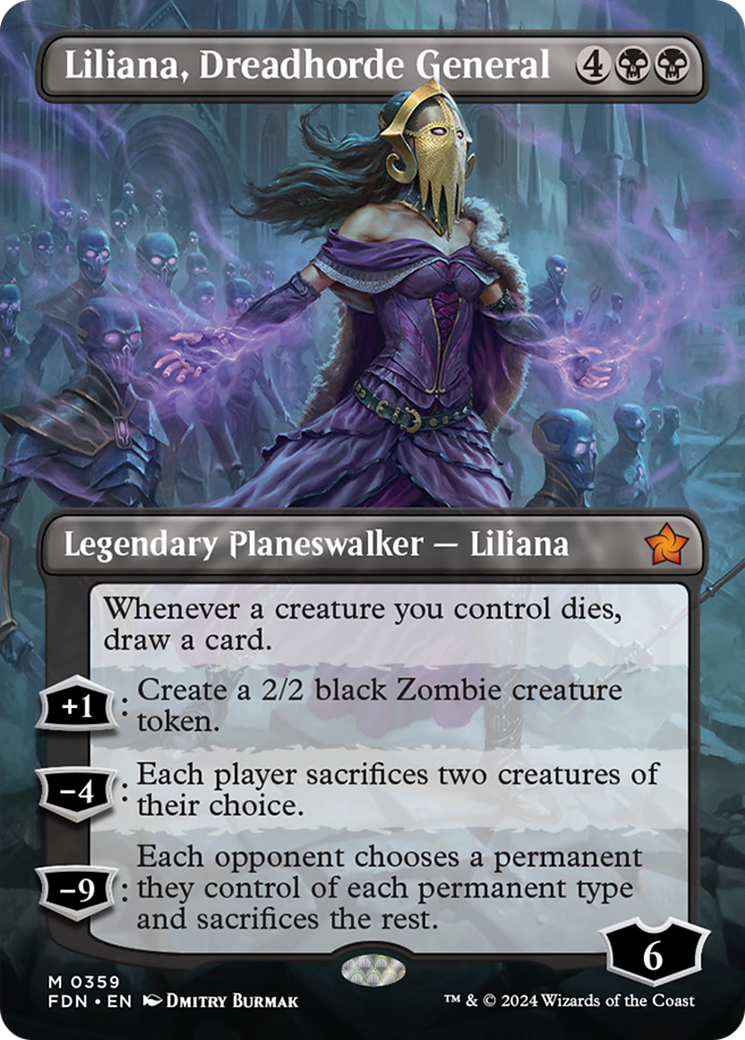 Liliana, Dreadhorde General (Borderless) [Foundations] [Foil]