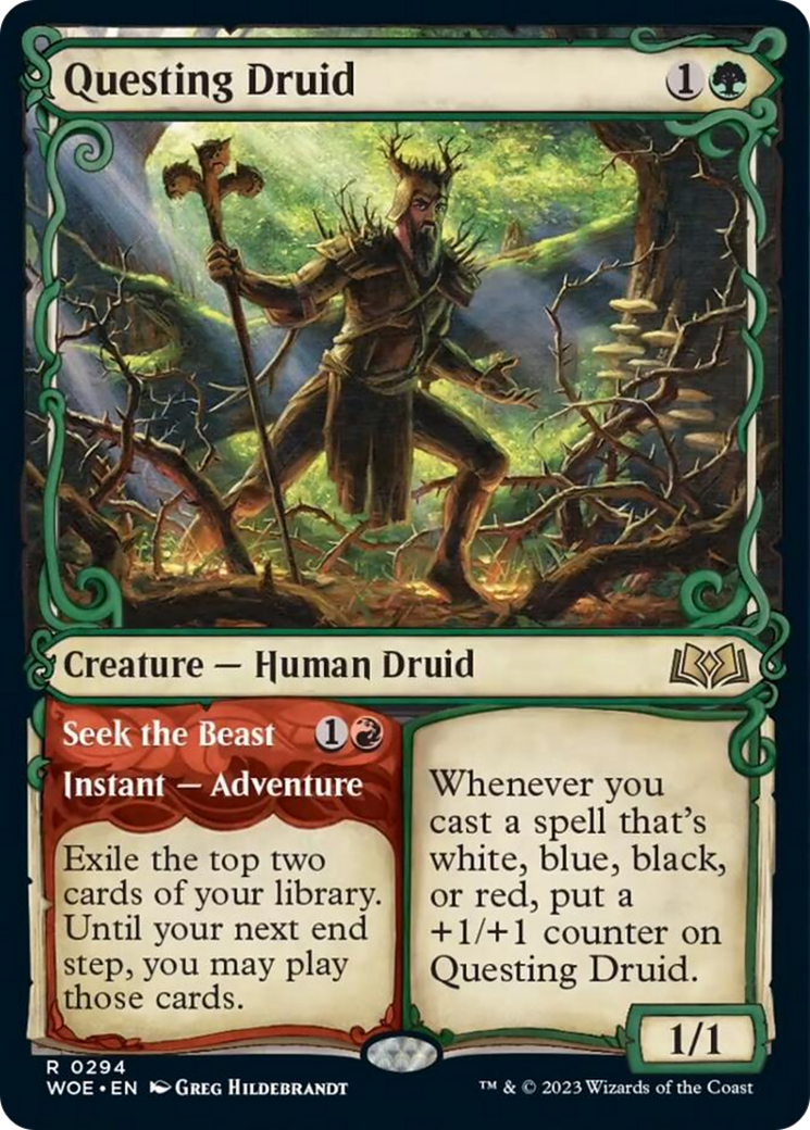 Questing Druid // Seek the Beast (Showcase) [Wilds of Eldraine] [Foil]
