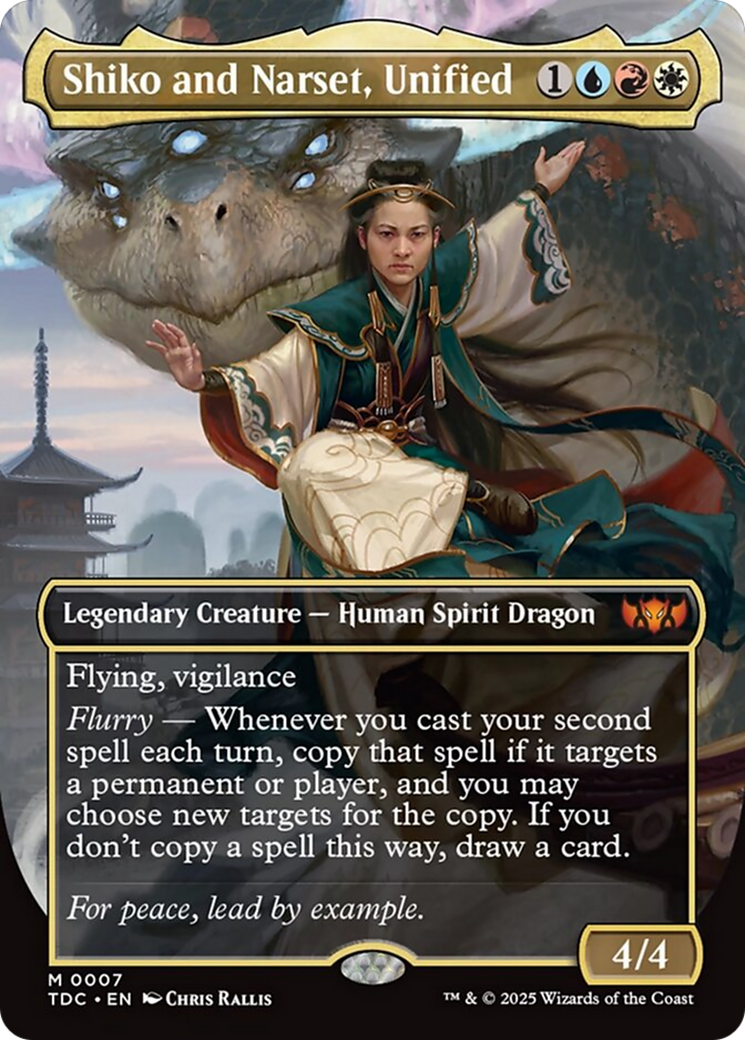 Shiko and Narset, Unified (Borderless) [Tarkir: Dragonstorm Commander] [Foil]
