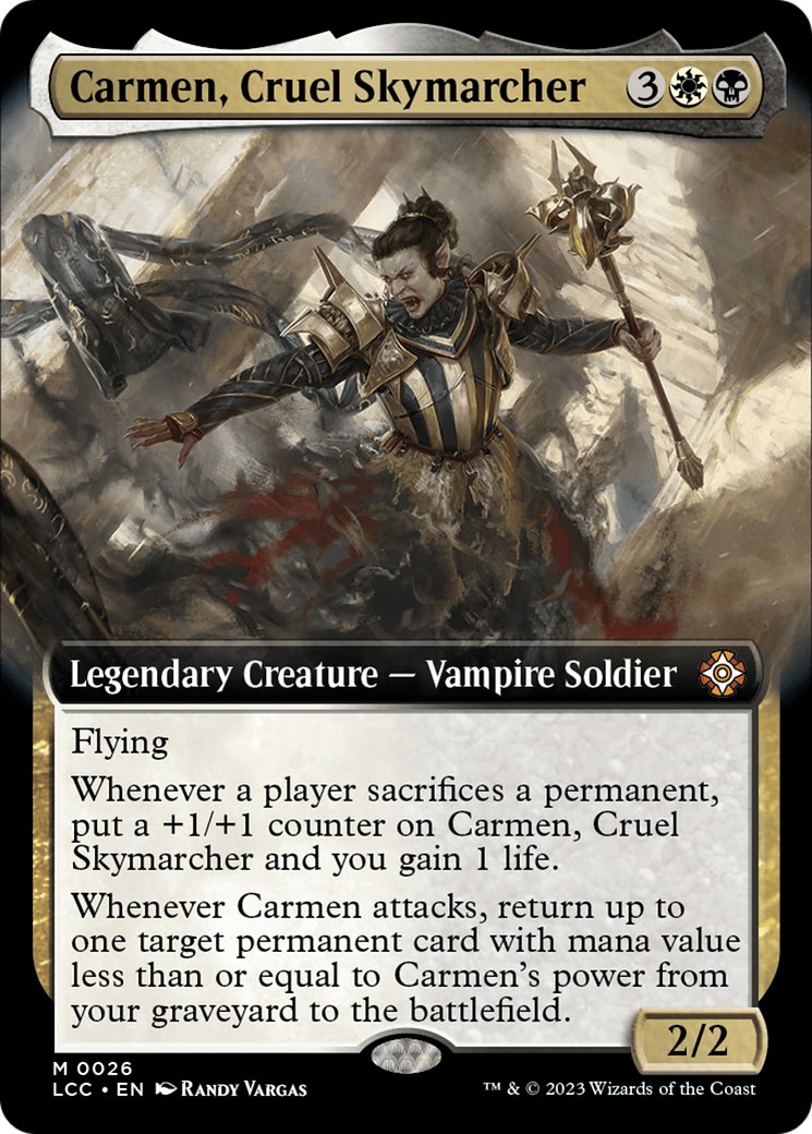 Carmen, Cruel Skymarcher (Extended Art) [The Lost Caverns of Ixalan Commander] [Foil]