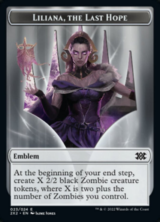 Liliana, the Last Hope Emblem // Spirit (002) Double-Sided Token [Double Masters 2022 Tokens] [Foil]
