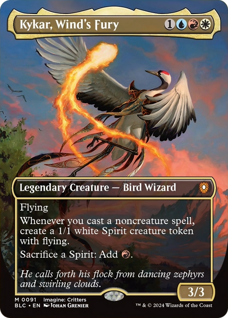 Kykar, Wind's Fury (Borderless) [Bloomburrow Commander] [Foil]